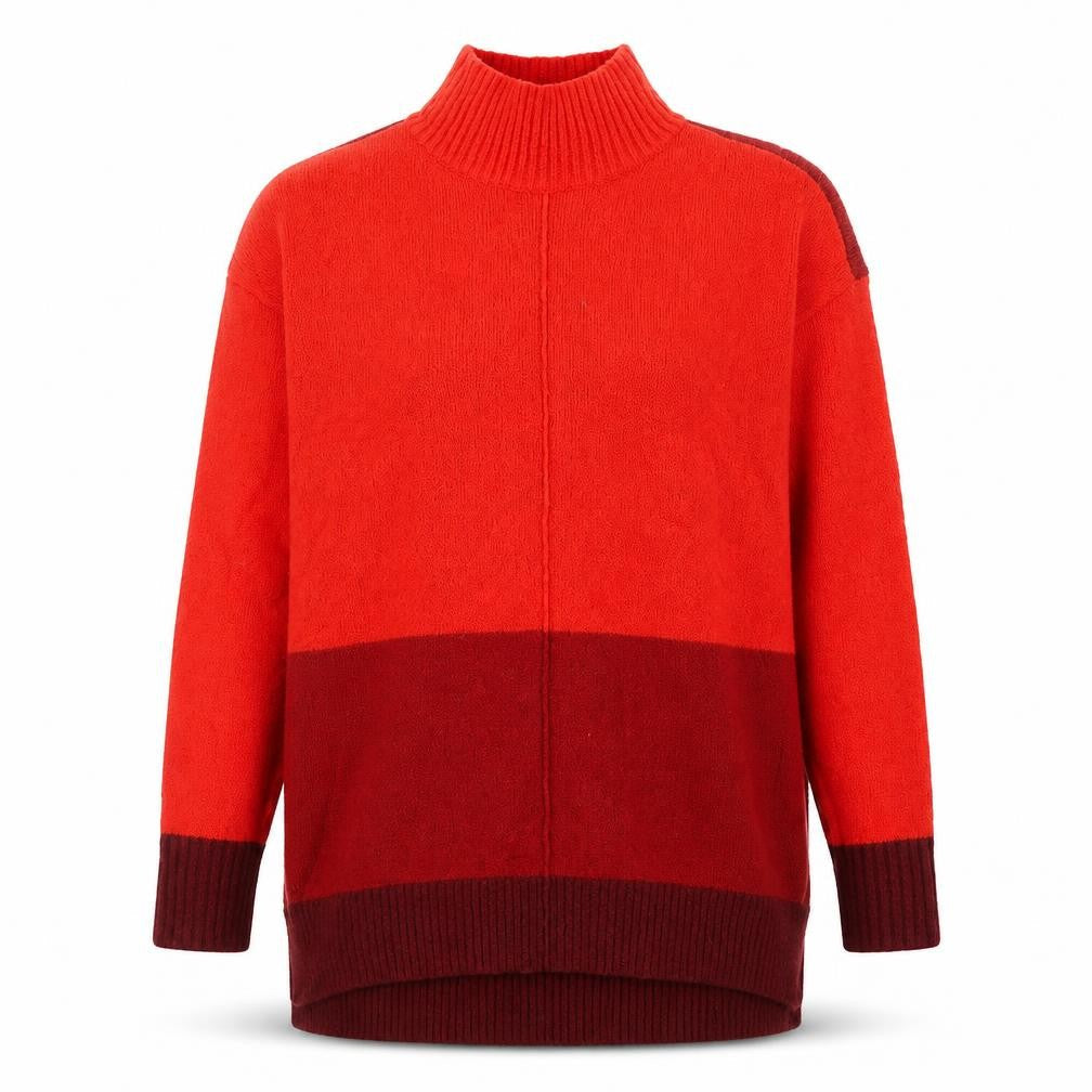 Oasis Womens Red High Neck Acrylic Pullover Jumper Size XS - Colourblock