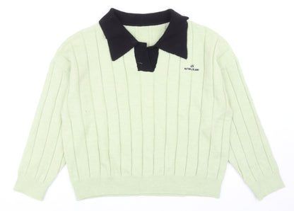 DAZY Womens Green Collared Acrylic Pullover Jumper Size XL