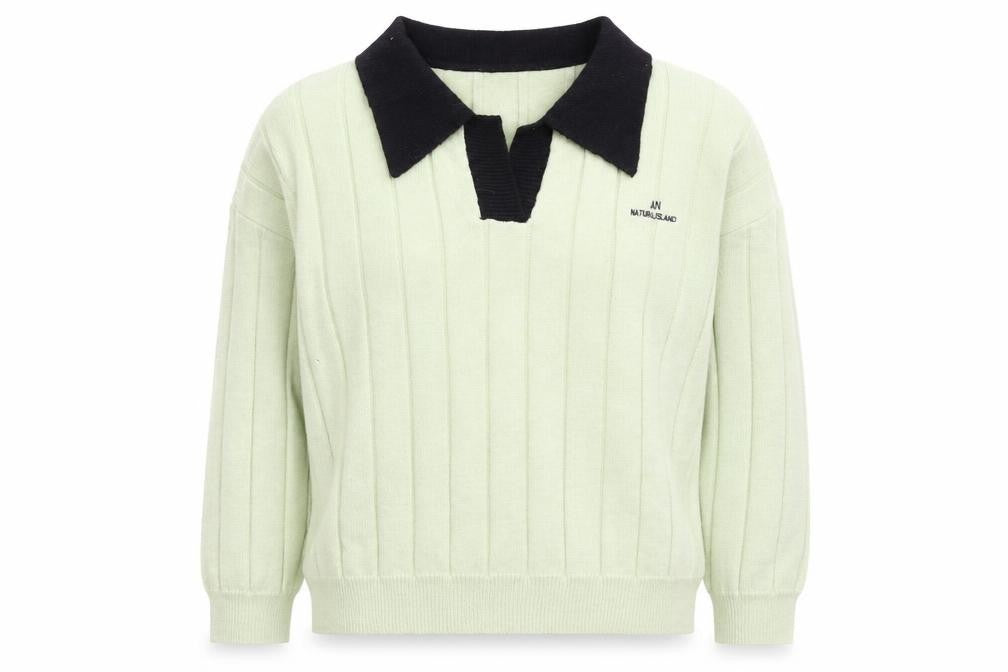 Dazy Womens Green Collared Acrylic Pullover Jumper Size XL