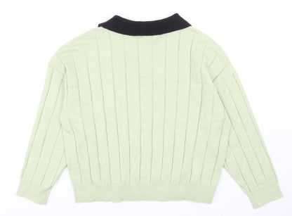 DAZY Womens Green Collared Acrylic Pullover Jumper Size XL