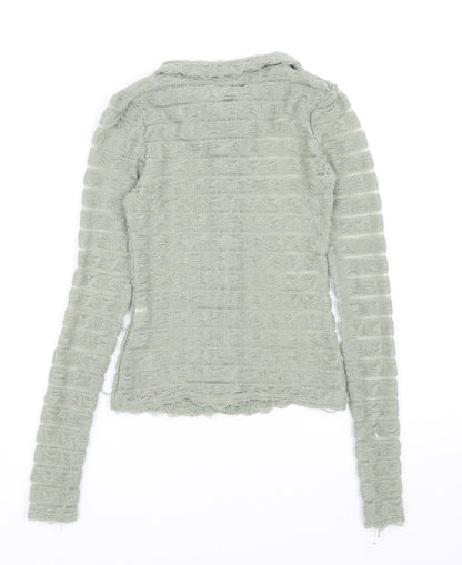 PRETTYLITTLETHING Womens Green Polyester Basic Button-Up Size 4 Collared