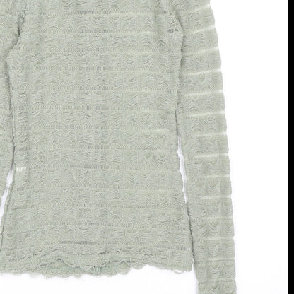 PRETTYLITTLETHING Womens Green Polyester Basic Button-Up Size 4 Collared