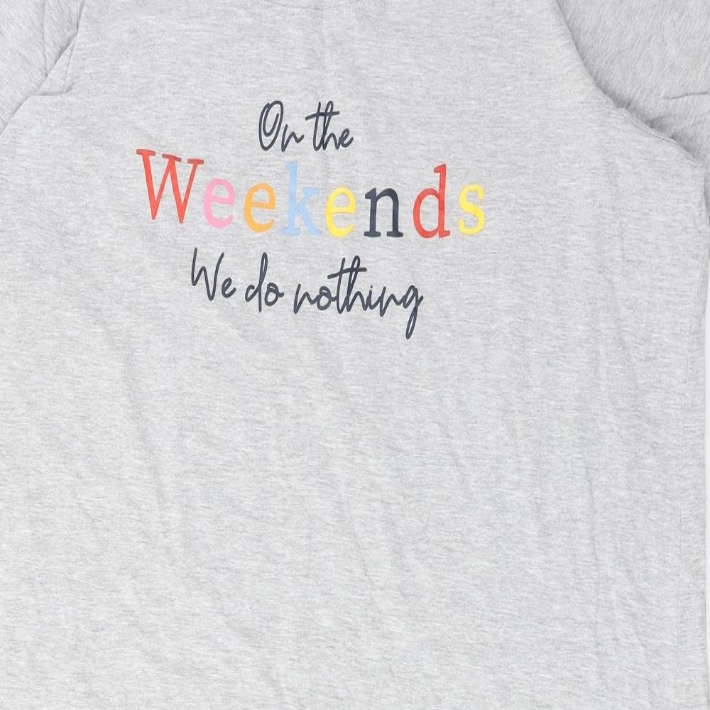 Evans Womens Grey Solid Cotton Top Nightshirt Size 14 - Slogan