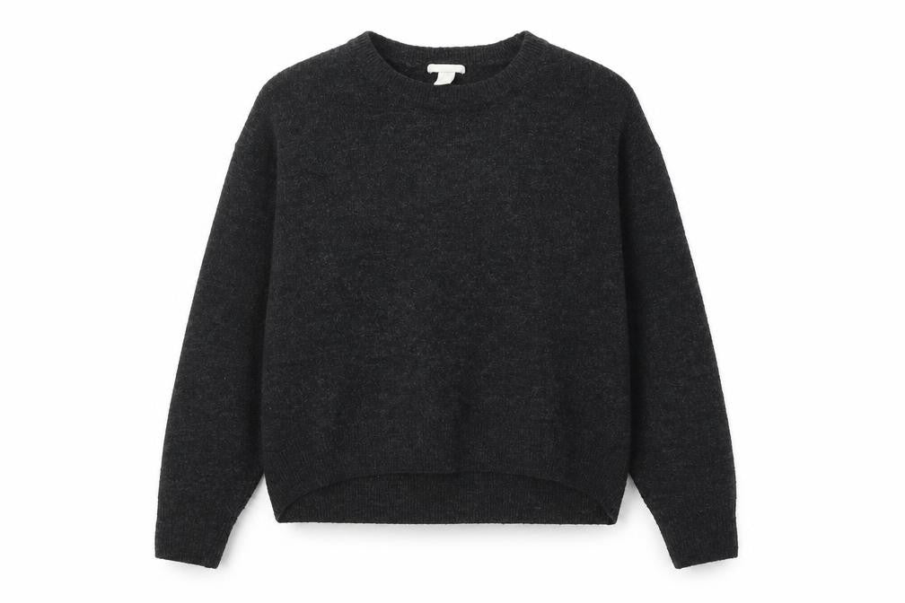 H&M Womens Grey Round Neck Acrylic Pullover Jumper Size S