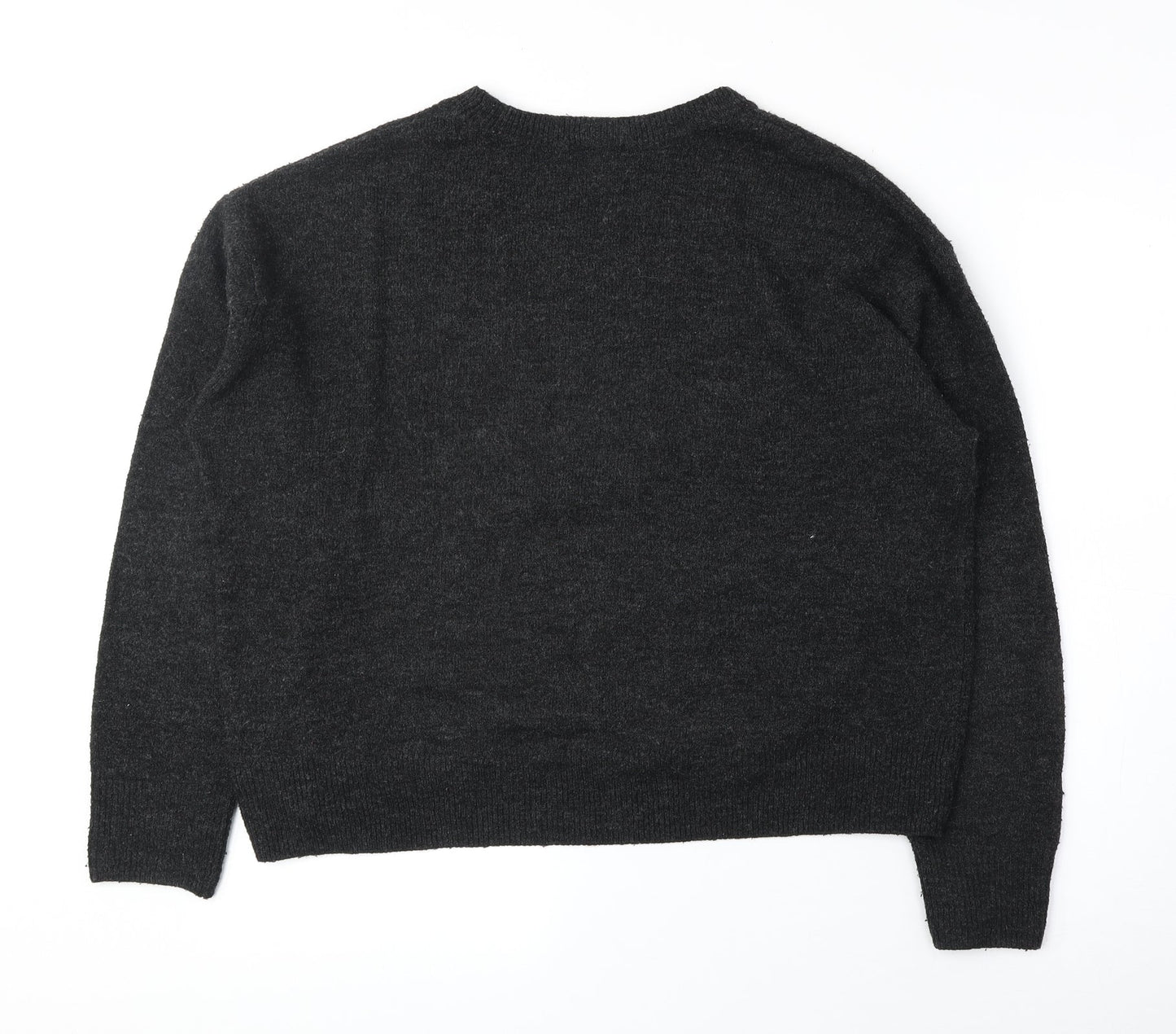 H&M Womens Grey Round Neck Acrylic Pullover Jumper Size S