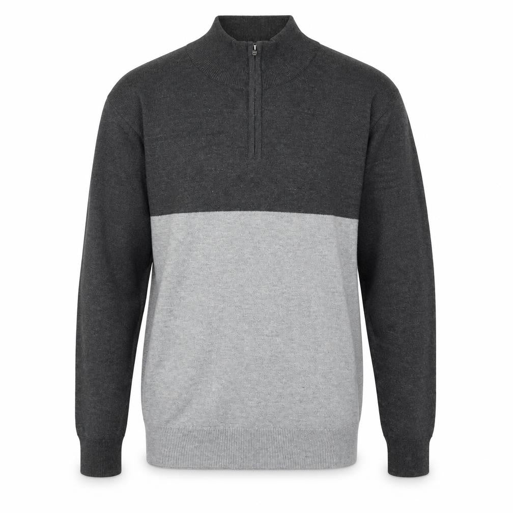 French Connection Mens Grey Mock Neck Polyester Pullover Jumper Size L Long Sleeve - Quater-Zip