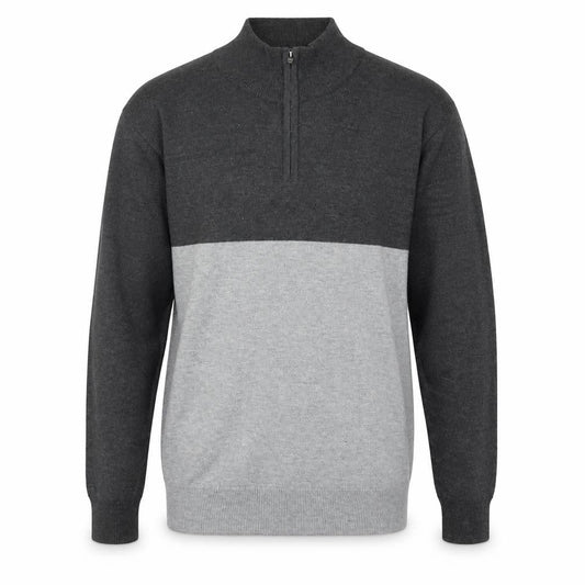 French Connection Mens Grey Mock Neck Polyester Pullover Jumper Size L Long Sleeve - Quater-Zip
