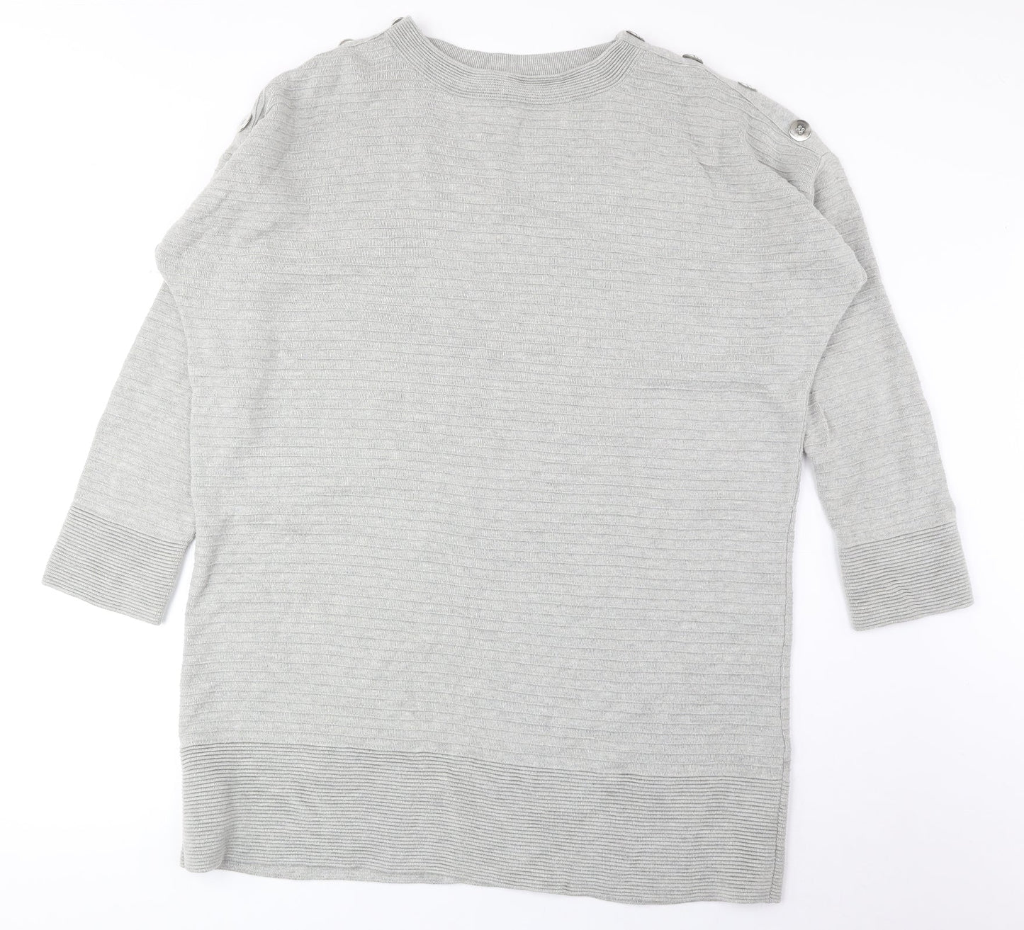 Wallis Womens Grey Round Neck Acrylic Pullover Jumper Size L