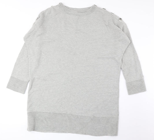 Wallis Womens Grey Round Neck Acrylic Pullover Jumper Size L