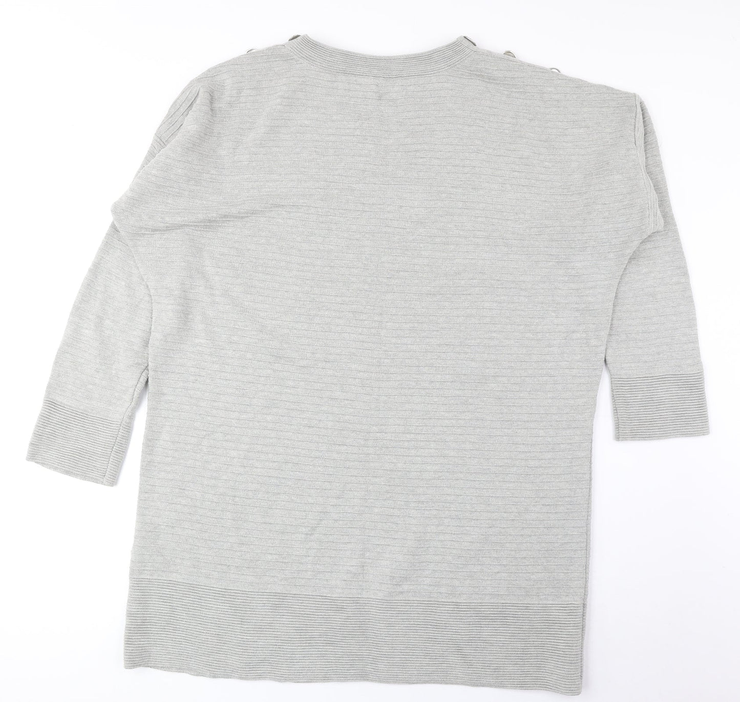 Wallis Womens Grey Round Neck Acrylic Pullover Jumper Size L