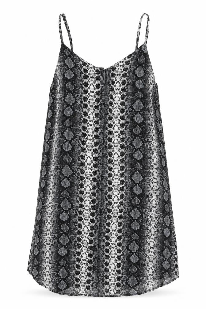 H&M Womens Grey Geometric Polyester Tank Dress Size 8 V-Neck Pullover