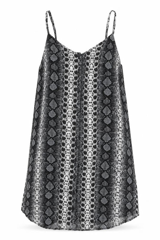 H&M Womens Grey Geometric Polyester Tank Dress Size 8 V-Neck Pullover
