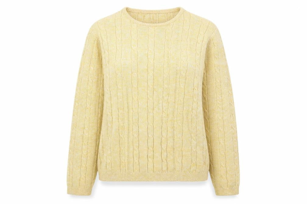 Amy Moore Womens Yellow Round Neck Cotton Pullover Jumper Size 14