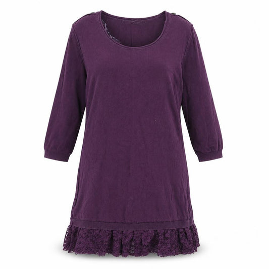 NEXT Womens Purple Cotton Tunic Blouse Size 12 Boat Neck