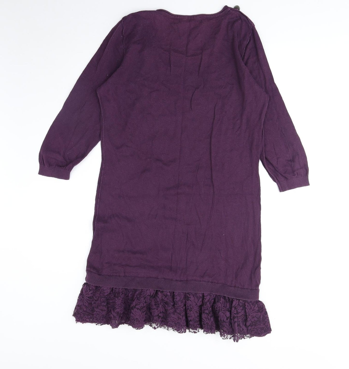 NEXT Womens Purple Cotton Tunic Blouse Size 12 Boat Neck