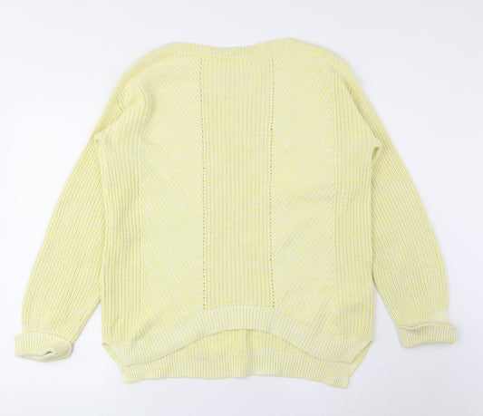 Marks and Spencer Womens Yellow Round Neck Cotton Pullover Jumper Size M