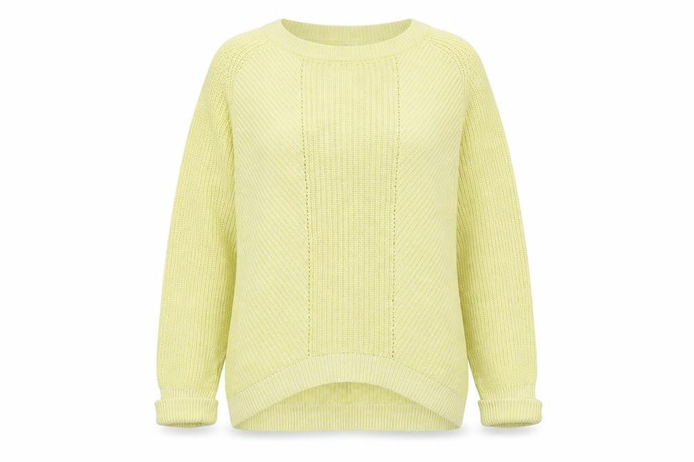 Marks & Spencer Womens Yellow Round Neck Cotton Pullover Jumper Size M