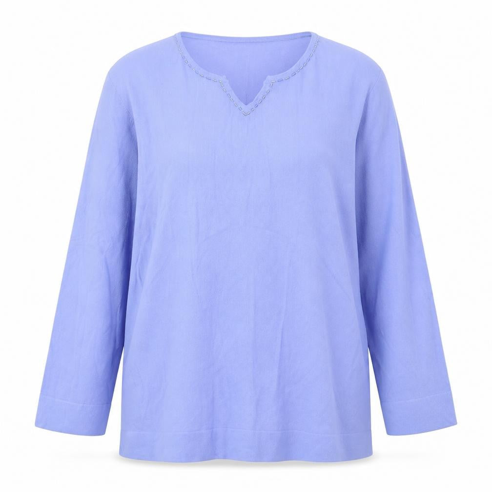Claire Ashton Womens Blue Viscose Basic Blouse Size 14 V-Neck