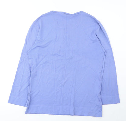 Claire Ashton Womens Blue Viscose Basic Blouse Size 14 V-Neck