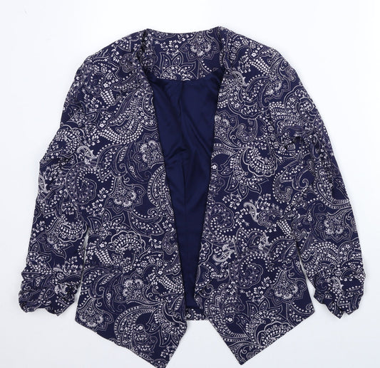 Preworn Womens Blue Paisley Jacket Blazer Size 6