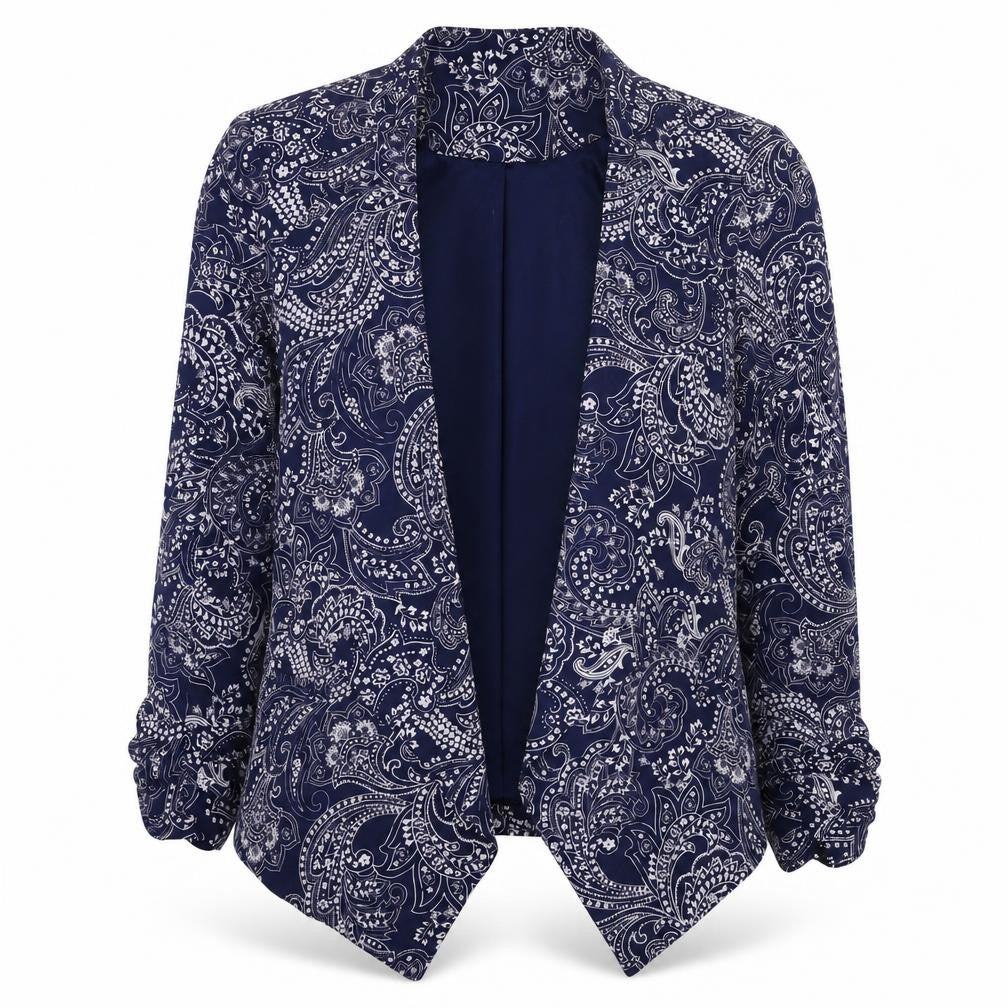 Preworn Womens Blue Paisley Jacket Blazer Size 6
