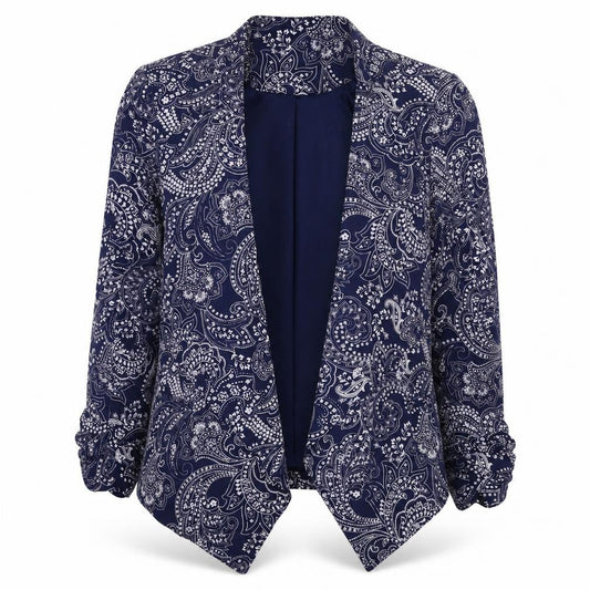 Preworn Womens Blue Paisley Jacket Blazer Size 6