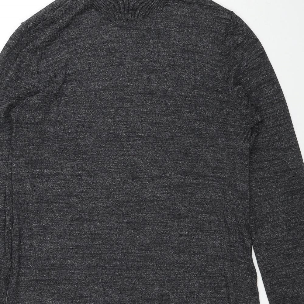 H&M Womens Grey Polyester Jumper Dress Size XS Mock Neck Pullover