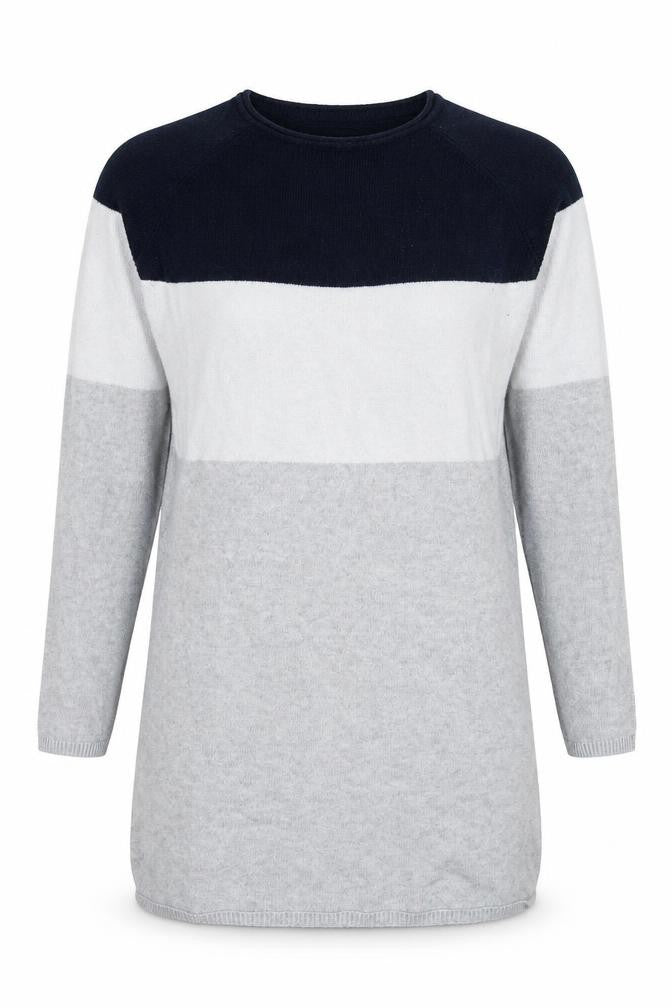 Only Womens Grey Round Neck Viscose Pullover Jumper Size M - Colourblock