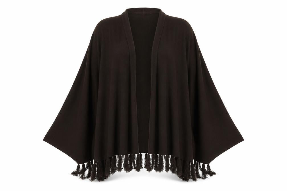 Fay Louise Womens Brown V-Neck Acrylic Cardigan Jumper One Size - Shawl
