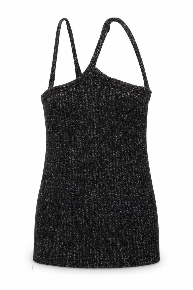 Topshop Womens Black Viscose Basic Tank Size 8 V-Neck