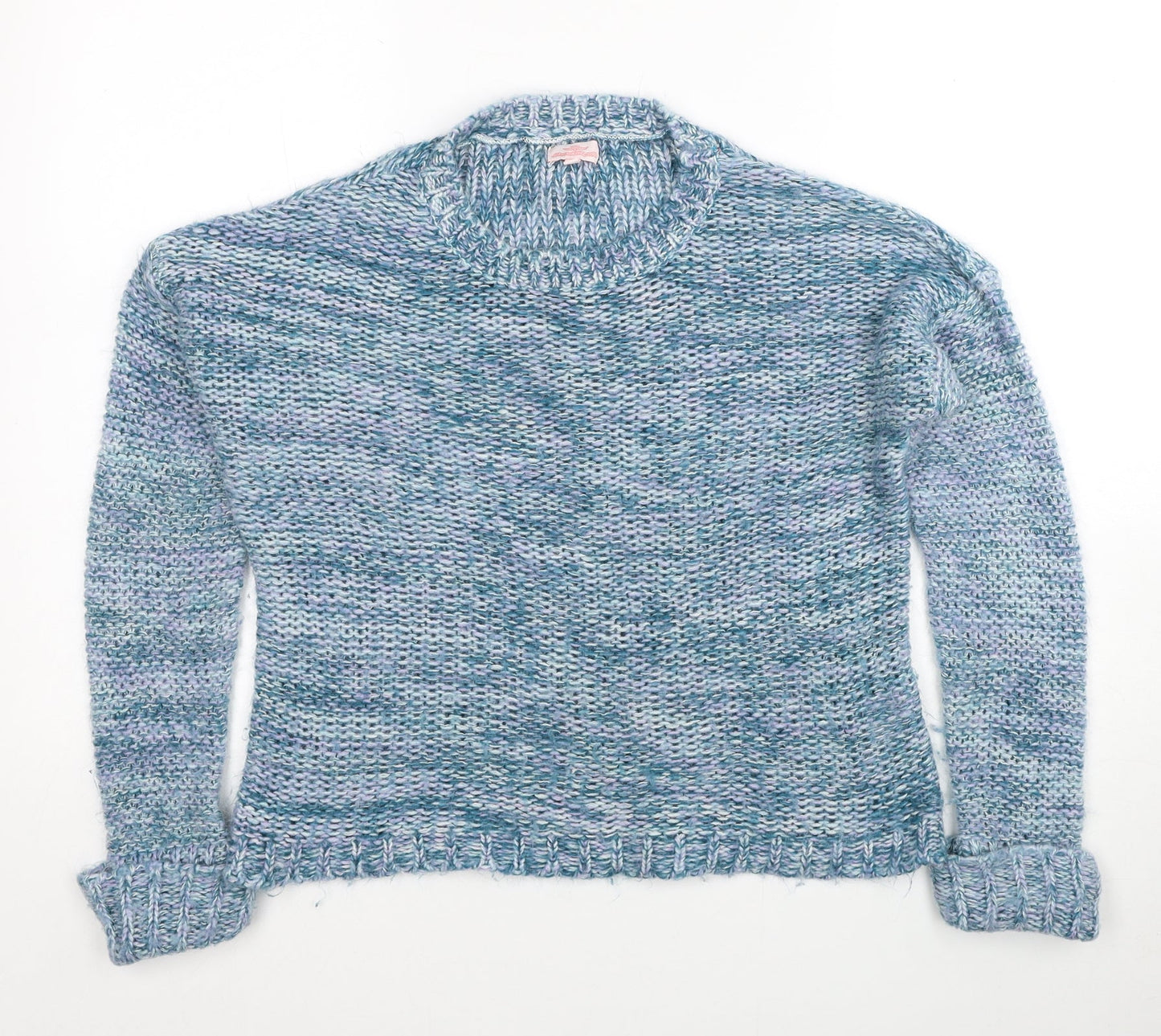 Preworn Womens Blue Round Neck Acrylic Pullover Jumper Size 12