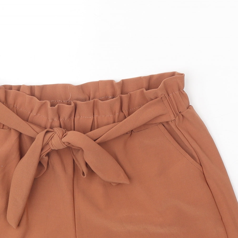 Preworn Womens Brown Polyamide Mom Shorts Size L Regular Tie