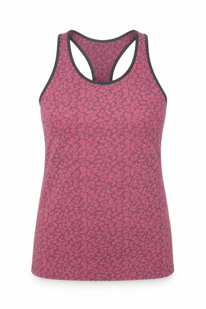 Boux Active Womens Pink Animal Print Polyester Basic Tank Size 16 Scoop Neck Pullover - Leopard Print Racerback