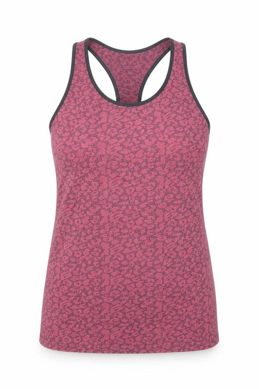 Boux Active Womens Pink Animal Print Polyester Basic Tank Size 16 Scoop Neck Pullover - Leopard Print Racerback
