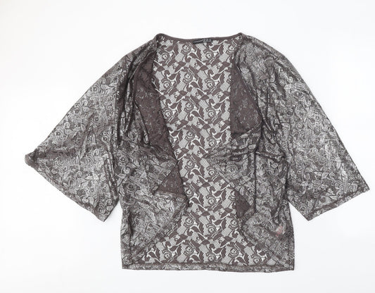 Atmosphere Womens Brown Floral Polyester Jersey Blouse Size S V-Neck