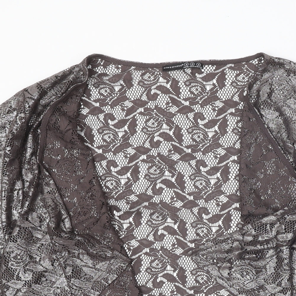 Atmosphere Womens Brown Floral Polyester Jersey Blouse Size S V-Neck