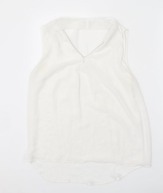Grace & Mila Womens White Polyester Basic Tank Size M V-Neck