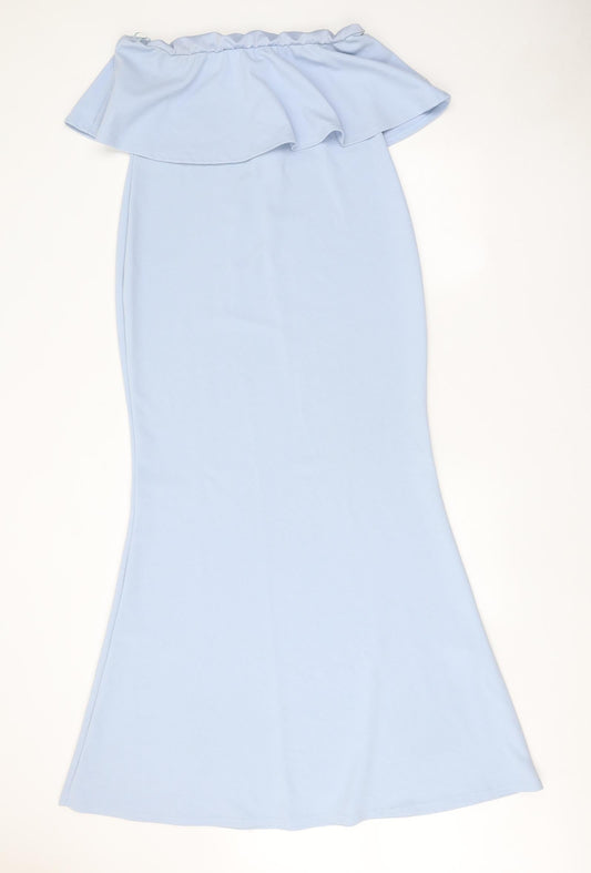 Somebody Else Womens Blue Polyester Trapeze & Swing Size M Off the Shoulder Pullover