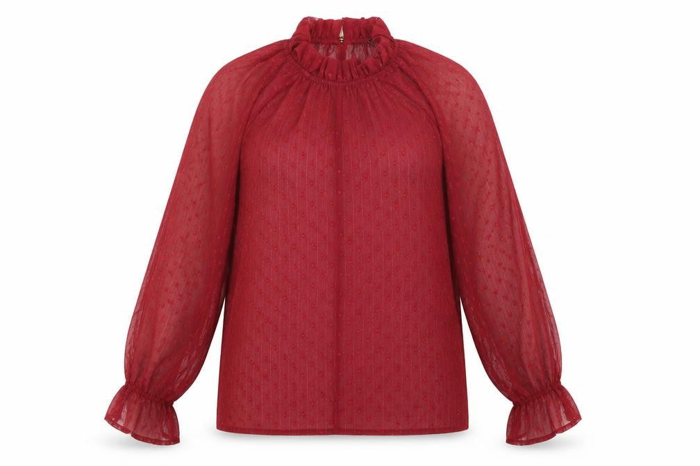 Boohoo Womens Red Polyester Basic Blouse Size 8 Round Neck