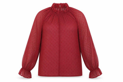 Boohoo Womens Red Polyester Basic Blouse Size 8 Round Neck