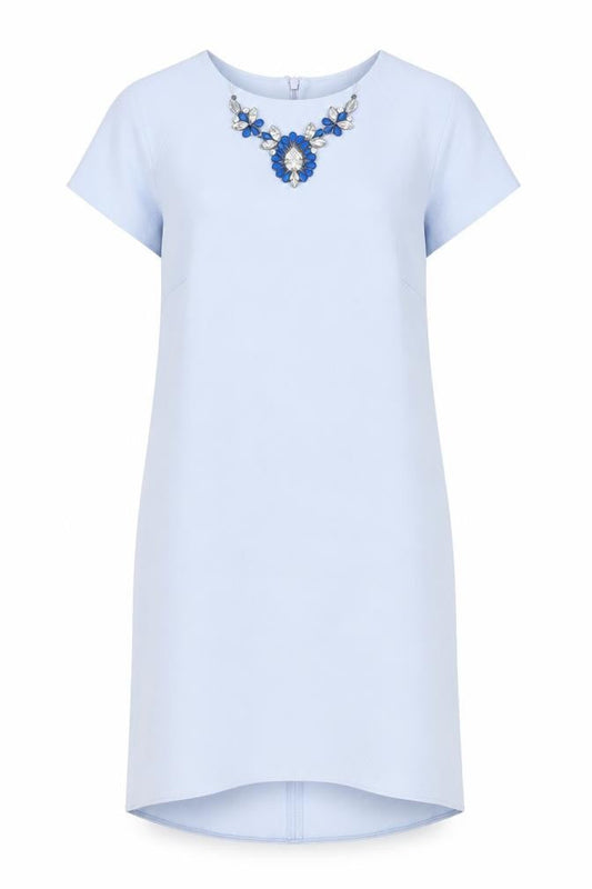 Atmosphere Womens Blue Polyester Shift Size 6 Boat Neck Zip