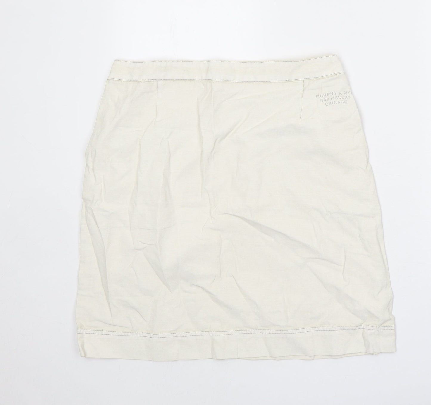 Murphy & Nye Womens Ivory Cotton Mini Skirt Size 32 in Button