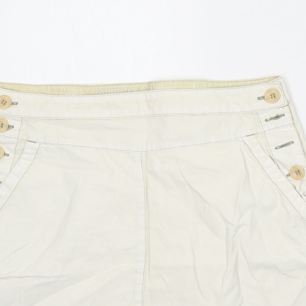 Murphy & Nye Womens Ivory Cotton Mini Skirt Size 32 in Button