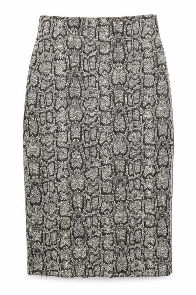 Zara Womens Grey Animal Print Polyester Straight & Pencil Skirt Size M Zip - Snake Print