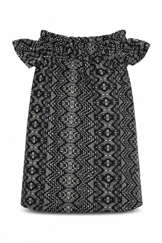 Atmosphere Womens Black Geometric Polyester Shift Size 14 Off the Shoulder Pullover