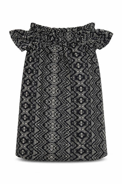 Atmosphere Womens Black Geometric Polyester Shift Size 14 Off the Shoulder Pullover