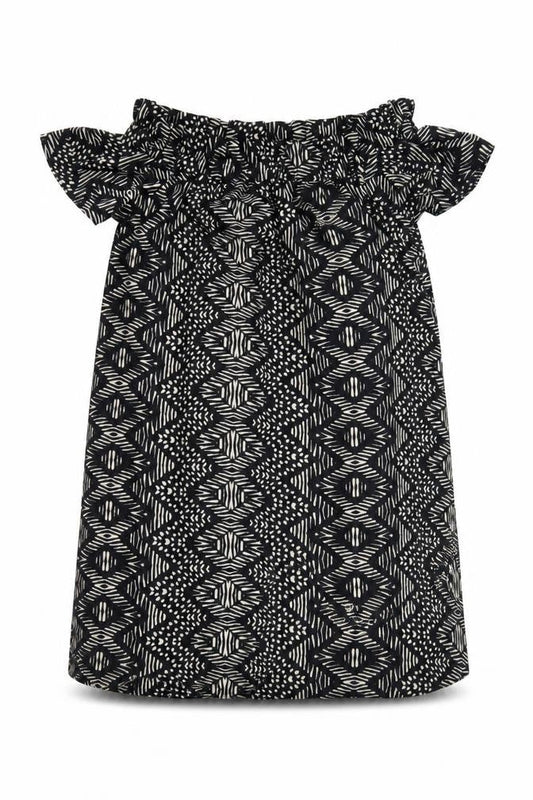 Atmosphere Womens Black Geometric Polyester Shift Size 14 Off the Shoulder Pullover