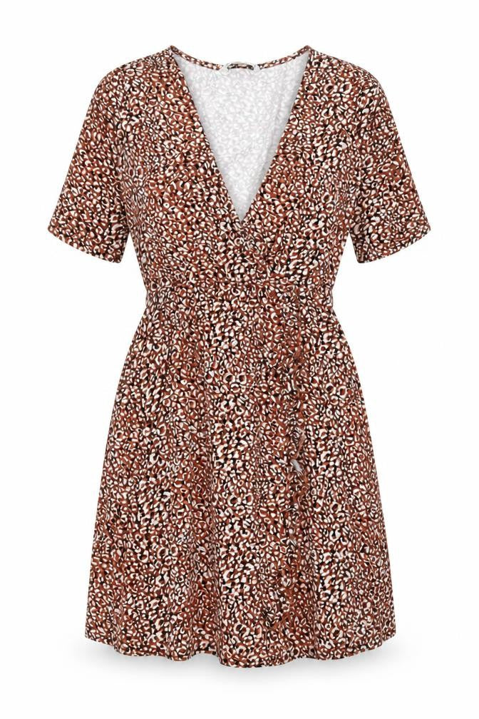 Stradivarius Womens Brown Geometric Polyester A-Line Size S V-Neck Pullover