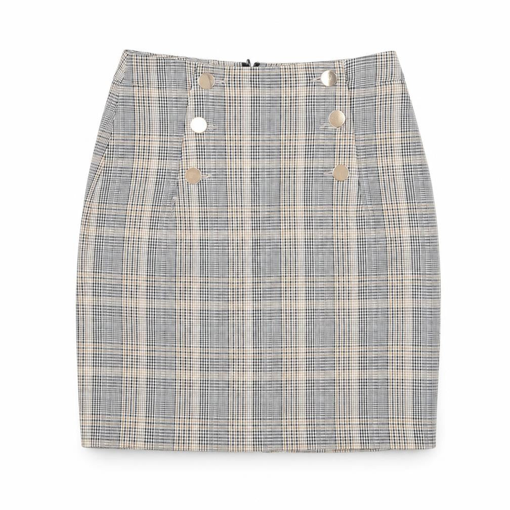 H&M Womens Multicoloured Plaid Polyester Straight & Pencil Skirt Size 8 Zip