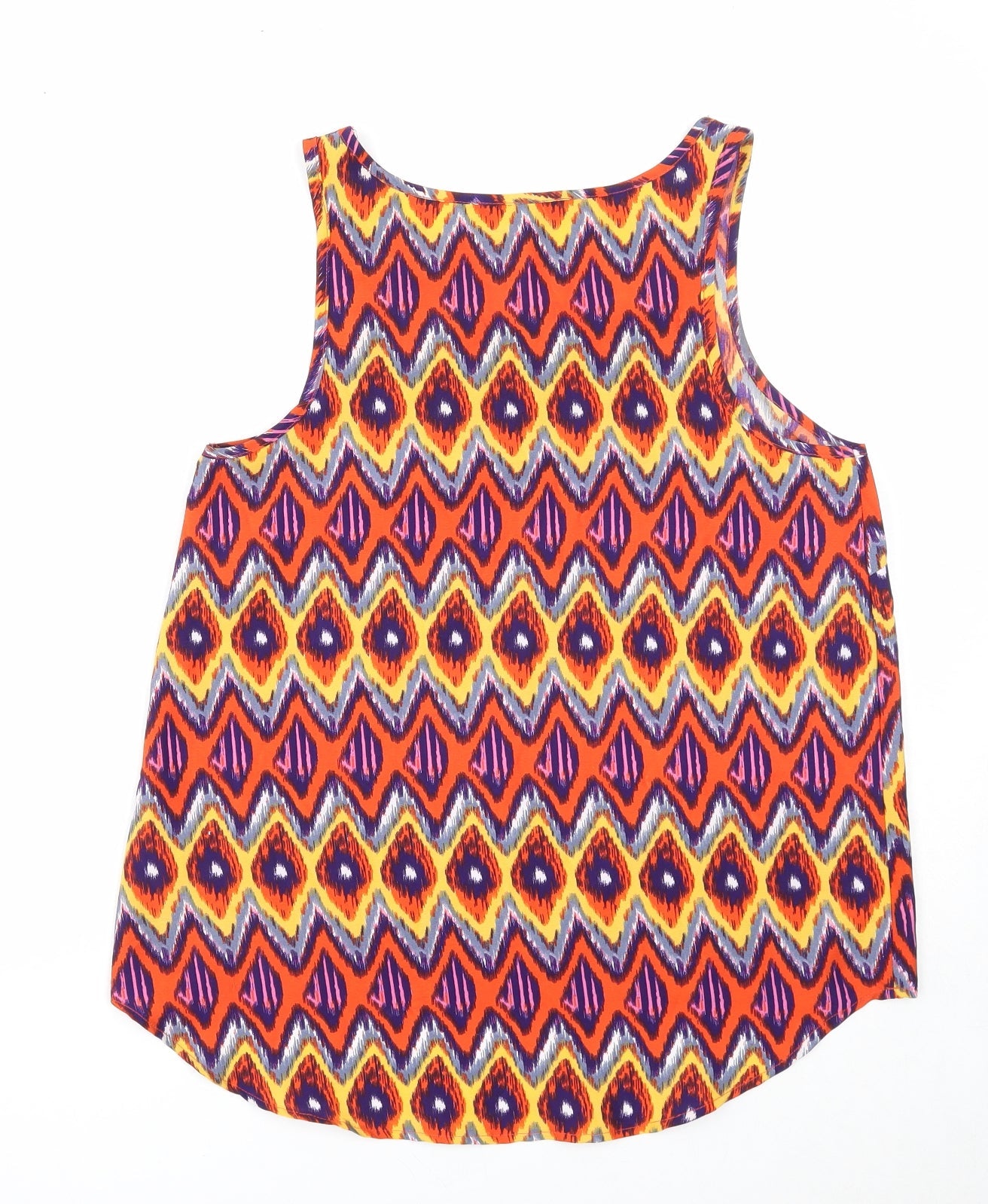 Atmosphere Womens Multicoloured Geometric Polyester Basic Tank Size 10 Round Neck
